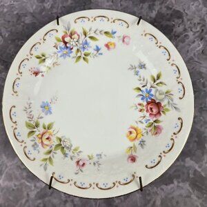 Vintage Royal Kent Floral Plate Attached Hanger Gold Rim Staffordshire England